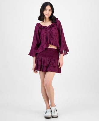 Women's Smock-Waist Tiered Skirt, Exclusively at Macy's