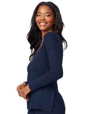 Women's Ribbed-Knit V-Neck Tunic & Pant Sweater Set 