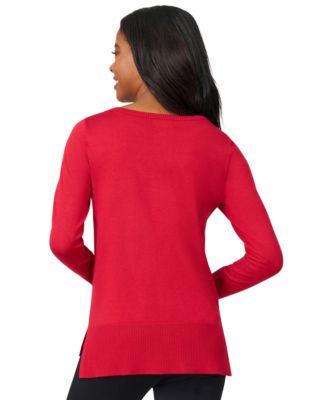 Women's Button-Cuff Lightweight Tunic Sweater