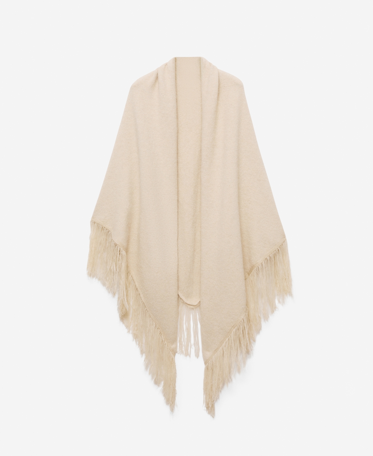 Mango Women's Fringed Ends Knitted Shawl In Sand