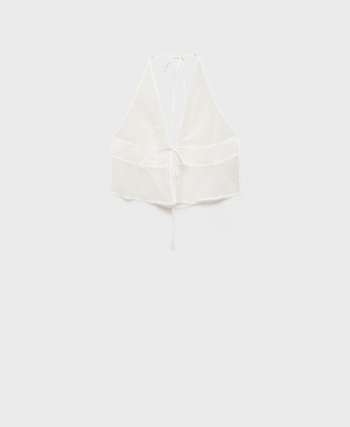 Women's Bow Closure Ramie Crop Top - White