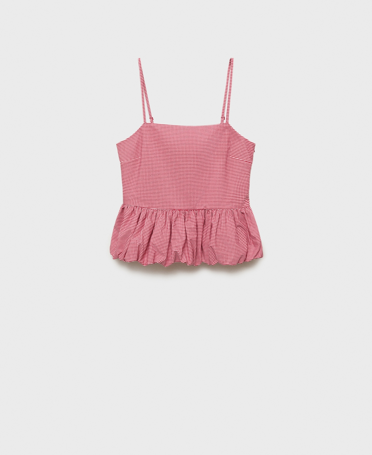 Women's Ruffled Gingham-Check Top - Red