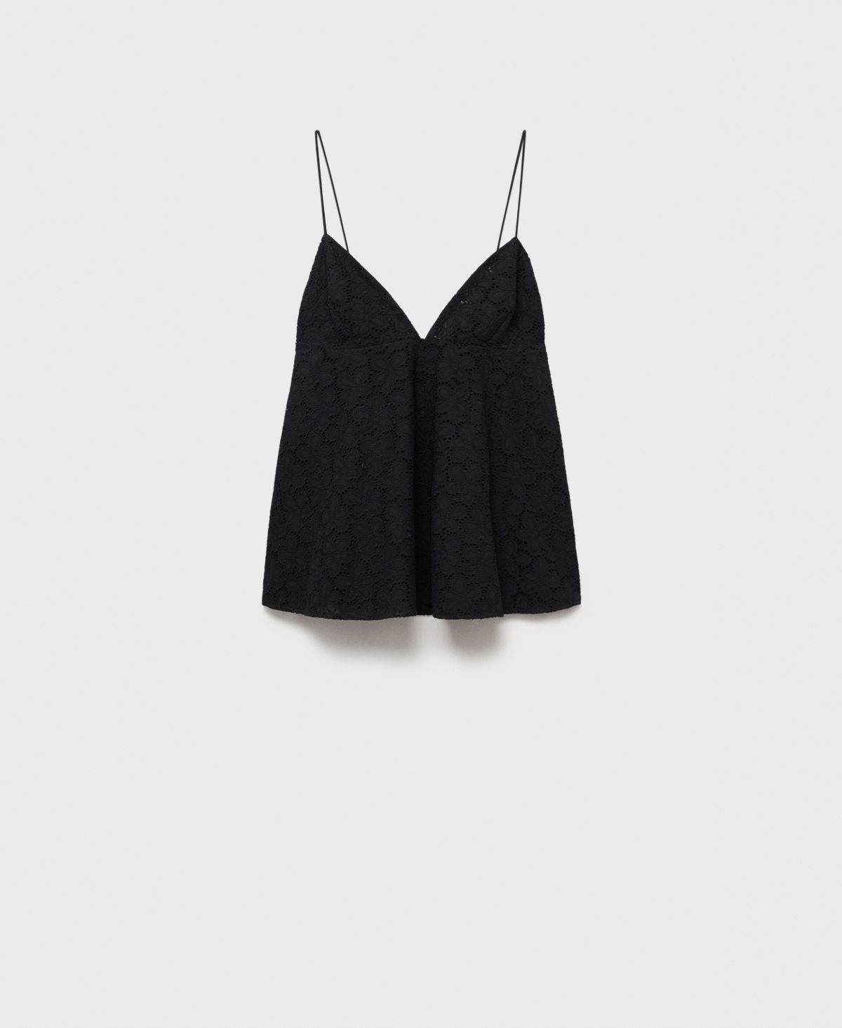 Mango Zlata Eyelet Babydoll Camisole In Black