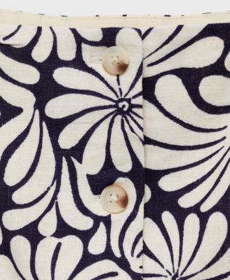 Women's Floral Fitted Linen Top