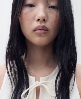 Women's Bow Linen-Blend Top