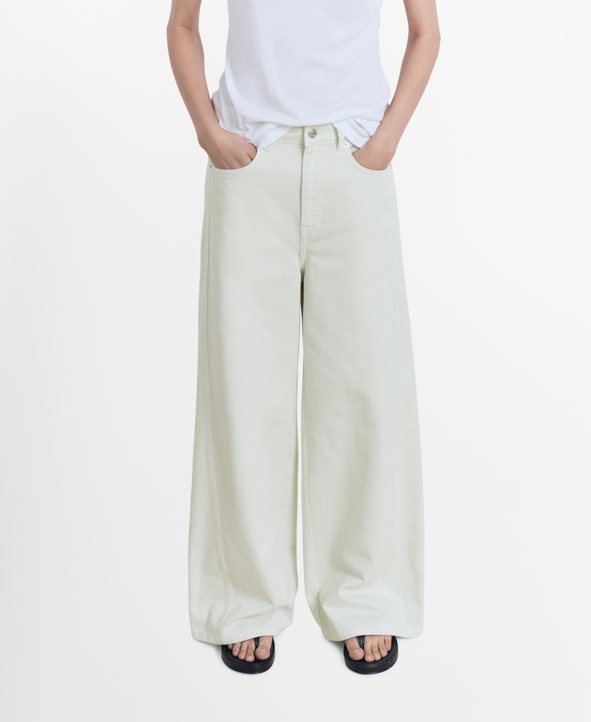 Women's Wide Leg Mid-Rise Jeans - Pastel Green