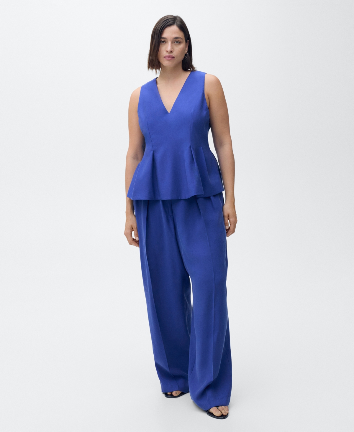 Mango Strapless Fitted Top Blue In Blue