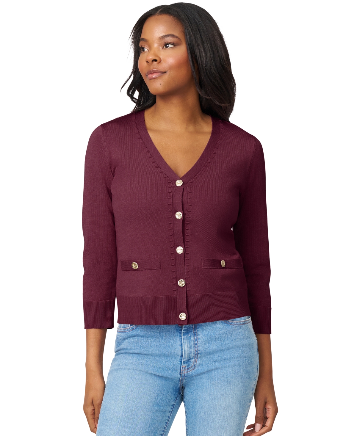 Melissa Paige Women's V-Neck 3/4-Sleeve Cardigan