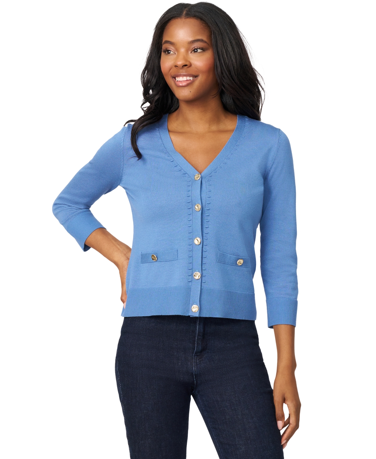 Melissa Paige Women's V-Neck 3/4-Sleeve Cardigan