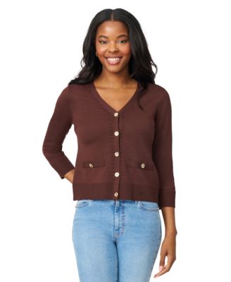 Women's V-Neck 3/4-Sleeve Cardigan 