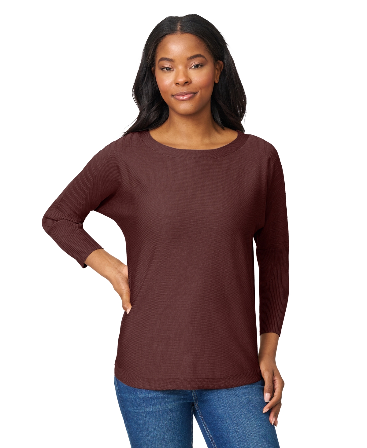 Women's Boatneck Button-Back Dolman-Sleeve Sweater - Myrtle Green