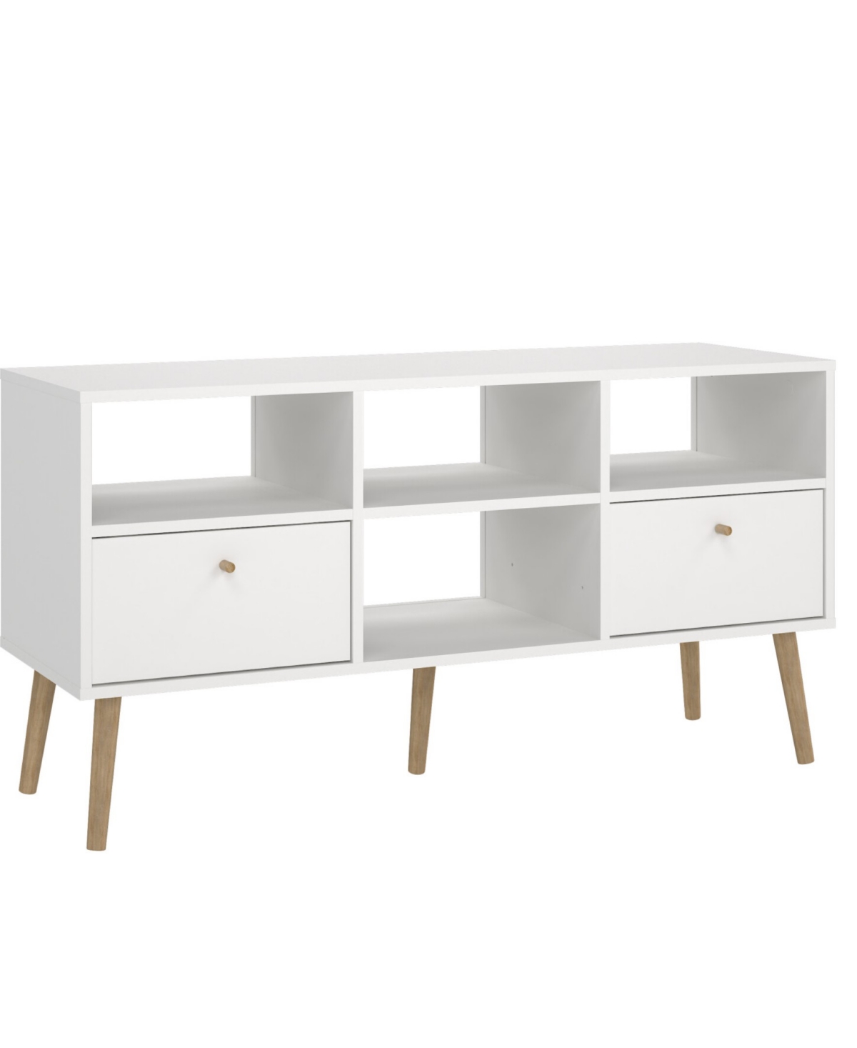 Tvilum 23.94" Wood 2 Drawer And 4 Shelf Tv Stand In White