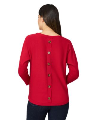 Women's Boatneck Button-Back Dolman-Sleeve Sweater