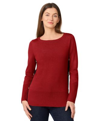 Women's Contrast-Trim Side-Button Tunic Sweater, PXS-XL