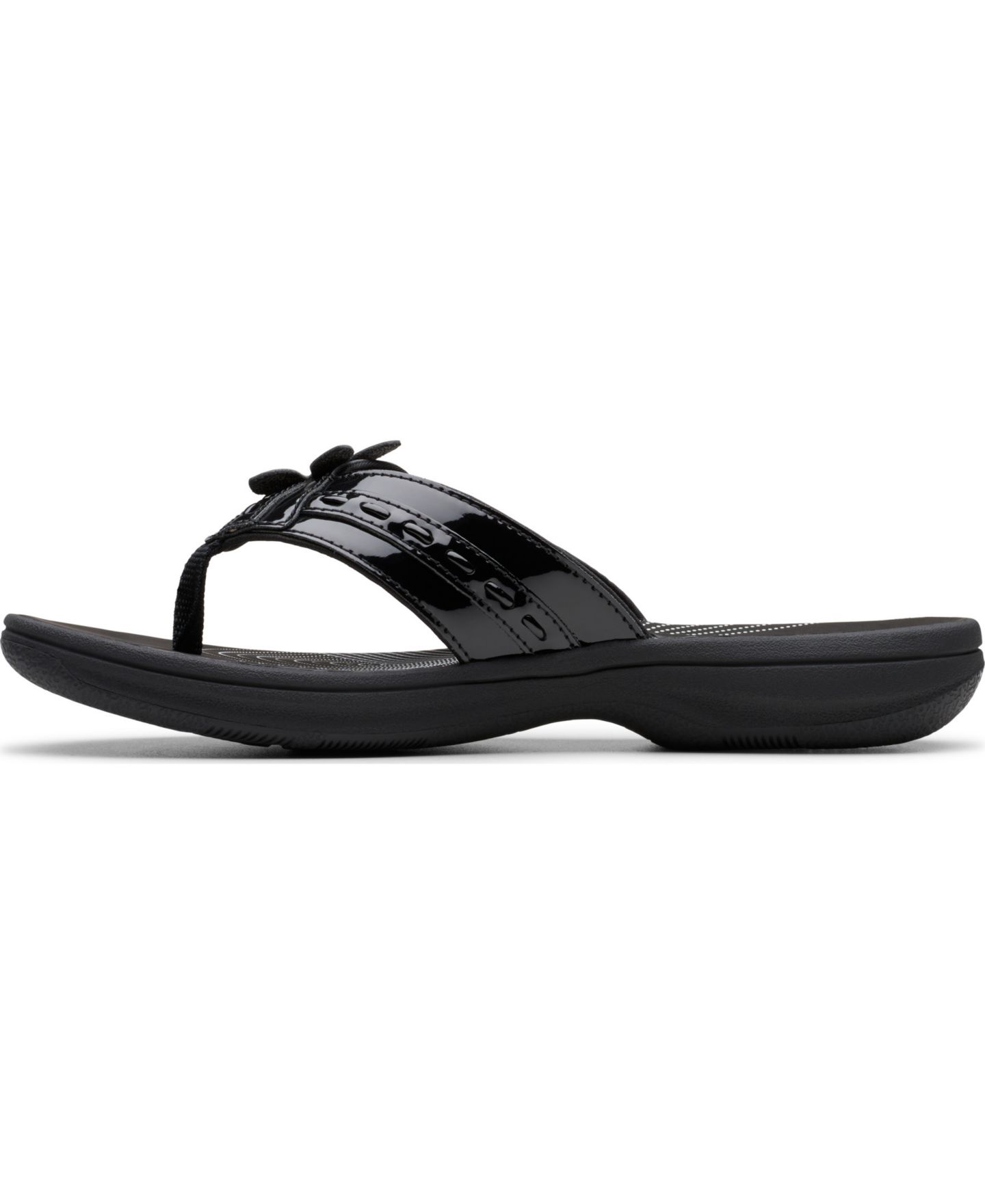 Женские сандалии Clarks Cloudsteppers Breeze Opal H Flip-Flops, цвет: Чёрный лаковый — фото 3