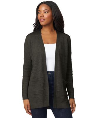 Women's Ribbed Open-Front Long Cardigan