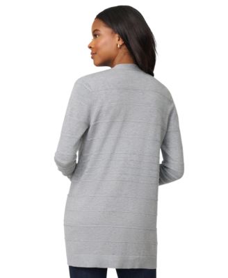Women's Ribbed Open-Front Long Cardigan