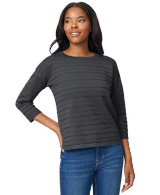 Women's Ottoman-Rib Crewneck 3/4-Sleeve Sweater