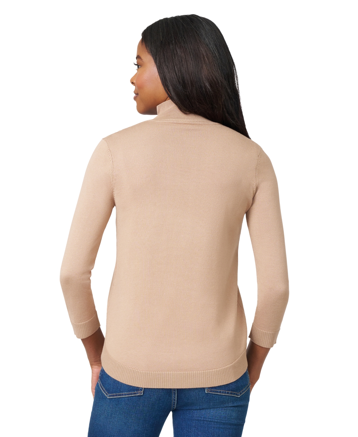 Melissa Paige Women's Mock-neck Side-zip Sweater In Neutral