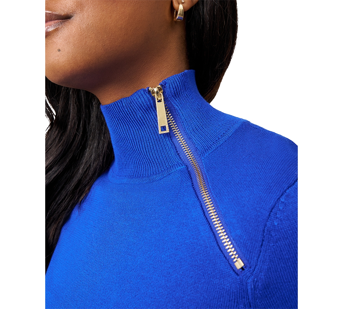 Melissa Paige Women's Mock-neck Side-zip Sweater In Blue