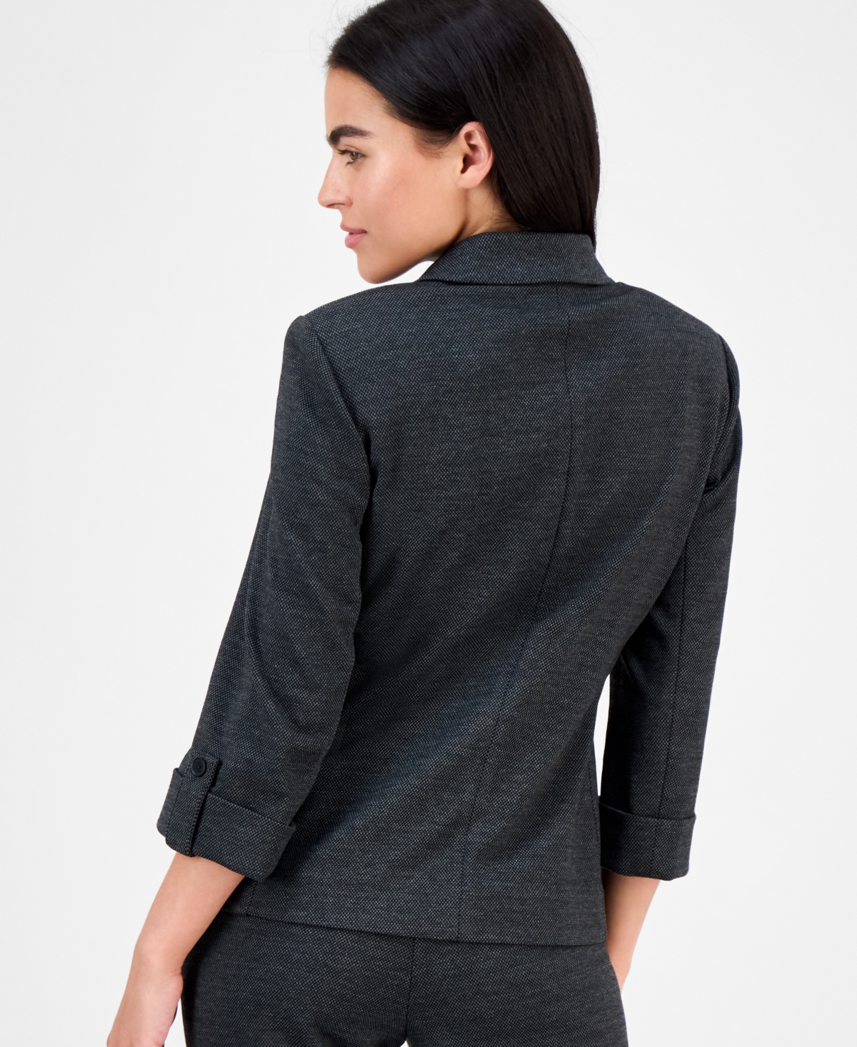 Ak Anne Klein Petite Notch-collar One-button Blazer In Multi