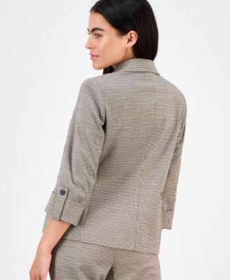 Petite Printed Notch-Collar One-Button Blazer