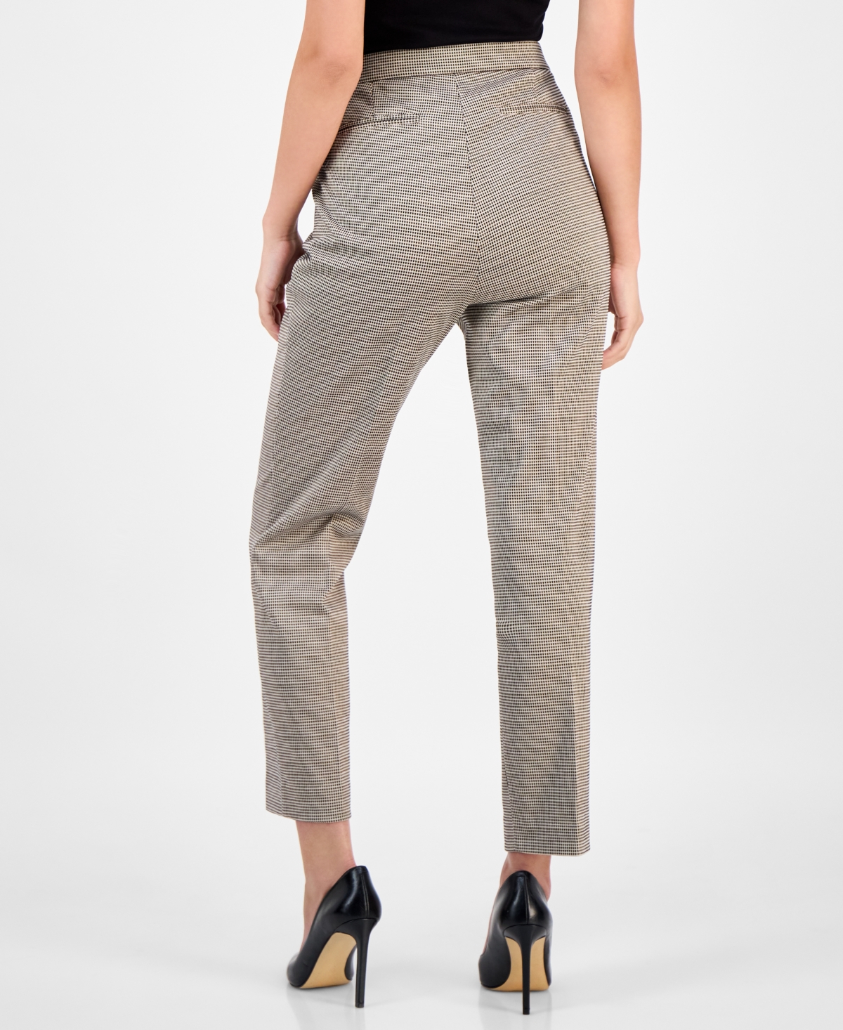 Ak Anne Klein Petite Printed Mid-rise Straight-leg Pants In Multi