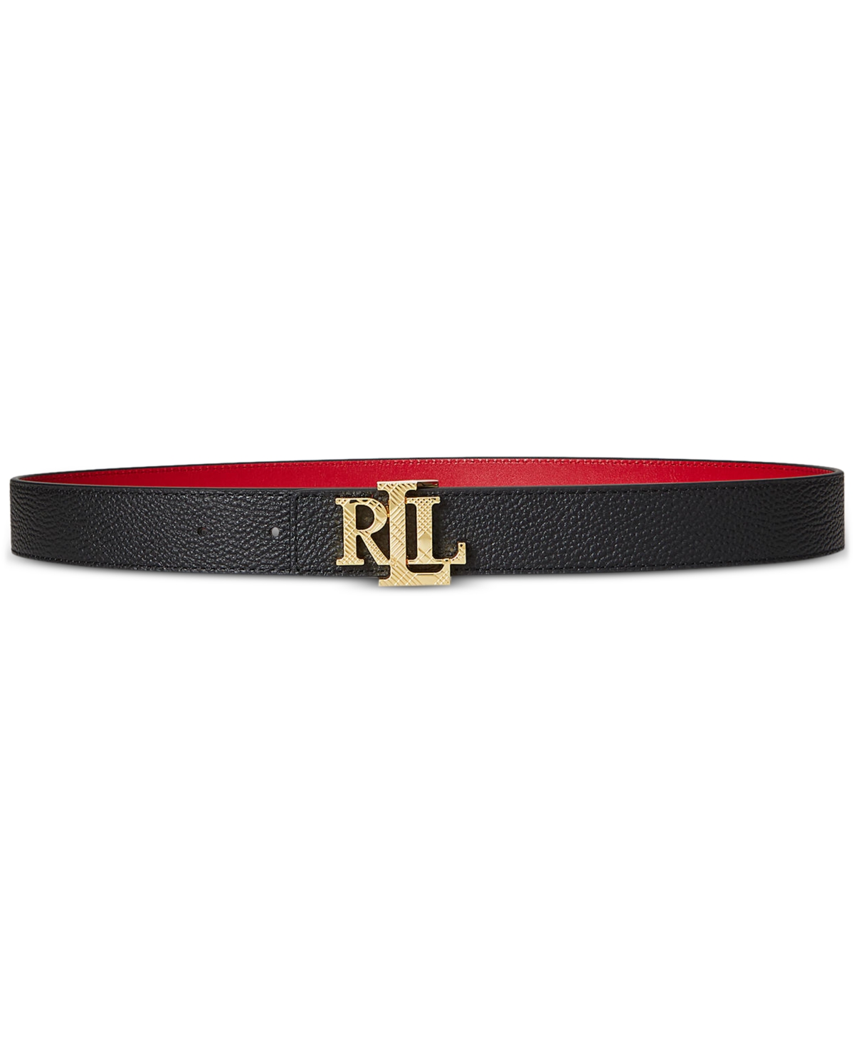 Ralph Lauren Logo Pebbled Leather Belt In Brown