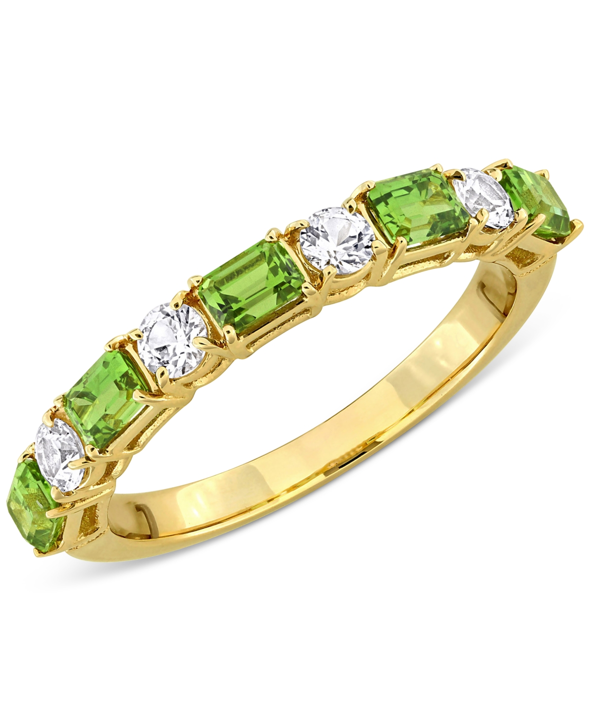 Green Sapphire (1-1/5 ct. t.w.) & White Sapphire (3/8 ct. t.w.) Band in 14k Gold - Yellow