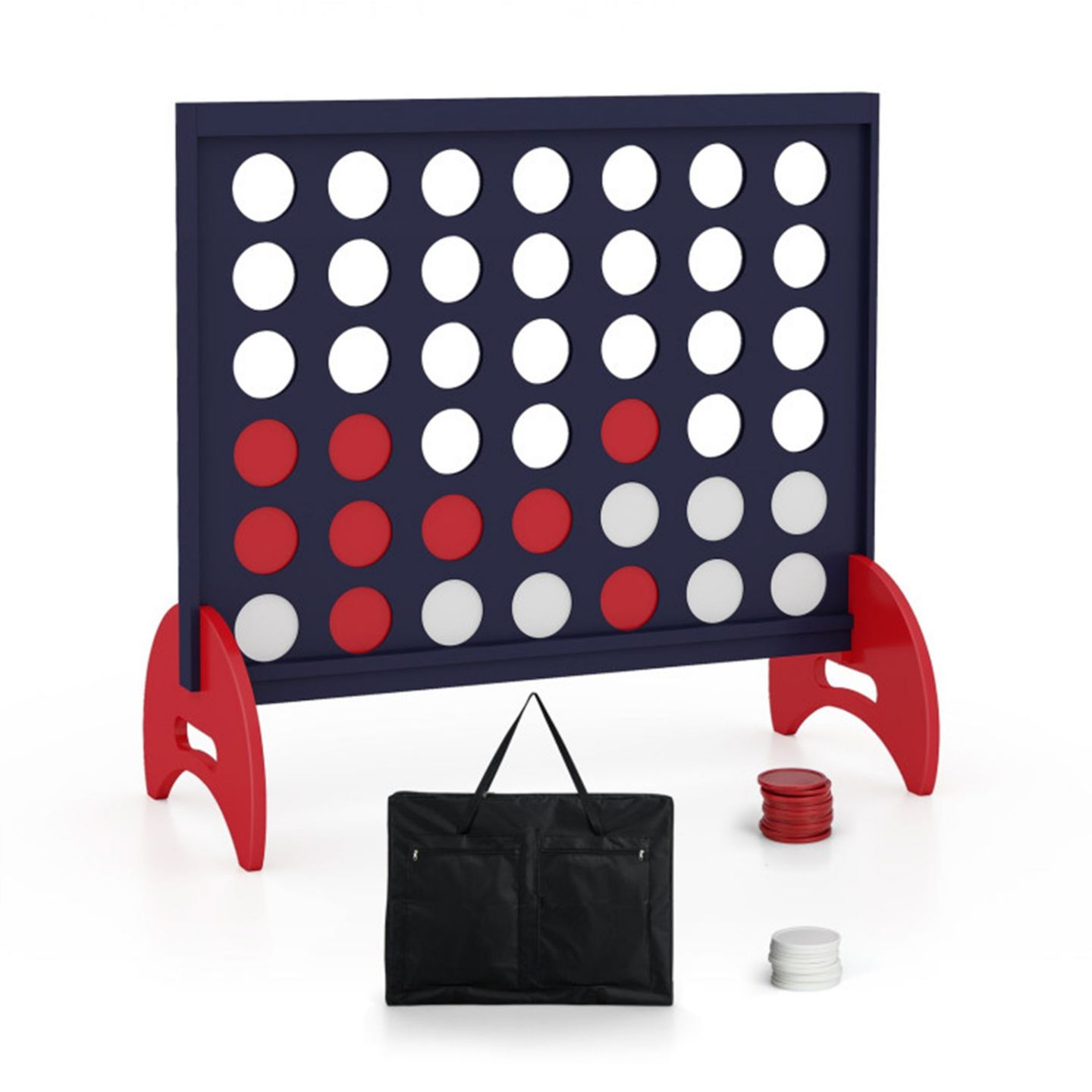 Детские игрушки Boyel Living Giant 4-in-a-row Game Set Wooden Jumbo 4-to-Score Game with Carrying Bag, цвет: Синий — фото 1