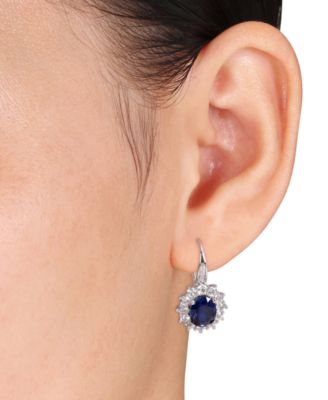 Lab-Created Gemstone & Diamond Accent Drop Earrings in Sterling Silver