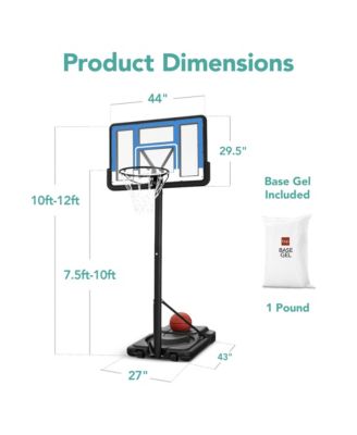 Adjustable Regulation-Size Basketball Hoop, Portable Sport System w/ Fillable Base, Wheels