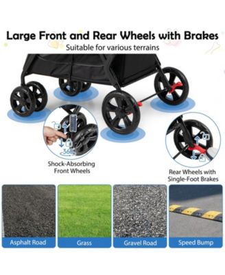 Dog Stroller for Medium Small Senior Elderly Dogs with Dual Entry