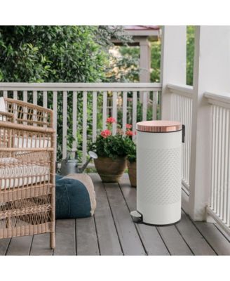 8 Gal./30 Liter White Metal Round Shape Step-on Trash Can with Diamond body design for Kitchen