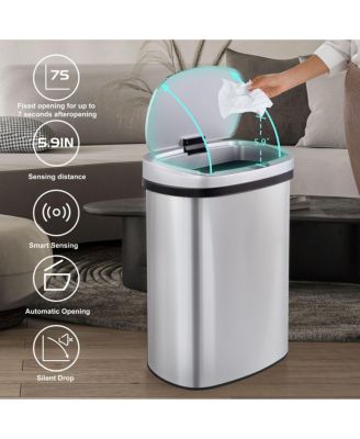 13 Gal./50 Liter Stainless Steel Oval Motion Sensor Trash Can for Kitchen