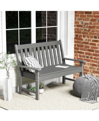 Garden Bench All-Weather HDPE 2-Person Outdoor Bench for Front Porch Backyard