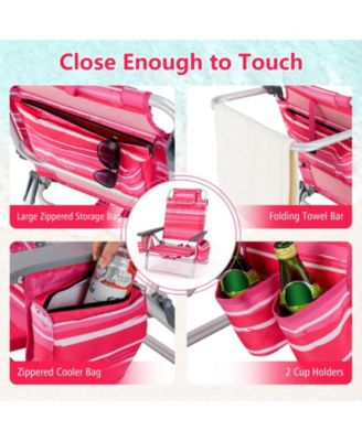 2 Packs 5-Position Outdoor Folding Backpack Beach Table Chair Reclining Chair Set