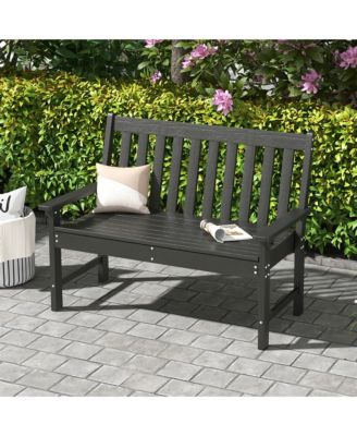 Garden Bench All-Weather HDPE 2-Person Outdoor Bench for Front Porch Backyard