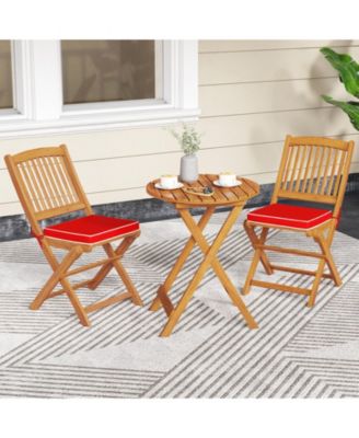 Outdoor Folding Chairs with Seat Cushions Set of 2