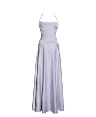 Women's Raegan Taro Purple Jacquard Rouched Maxi Dress
