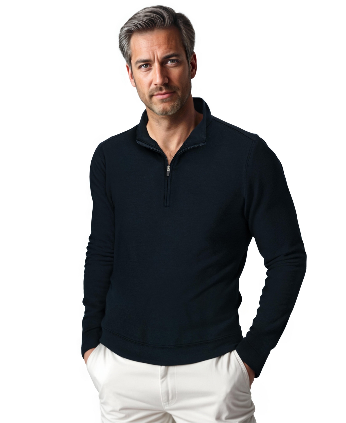 Men's Performance Zip Pullover, Navy - Black