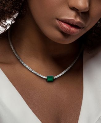 Lab-Created Gemstone (3 ct. t.w.) & Lab-Created White Sapphire (12-7/8 ct. t.w.) 17" Collar Necklace in Sterling Silver