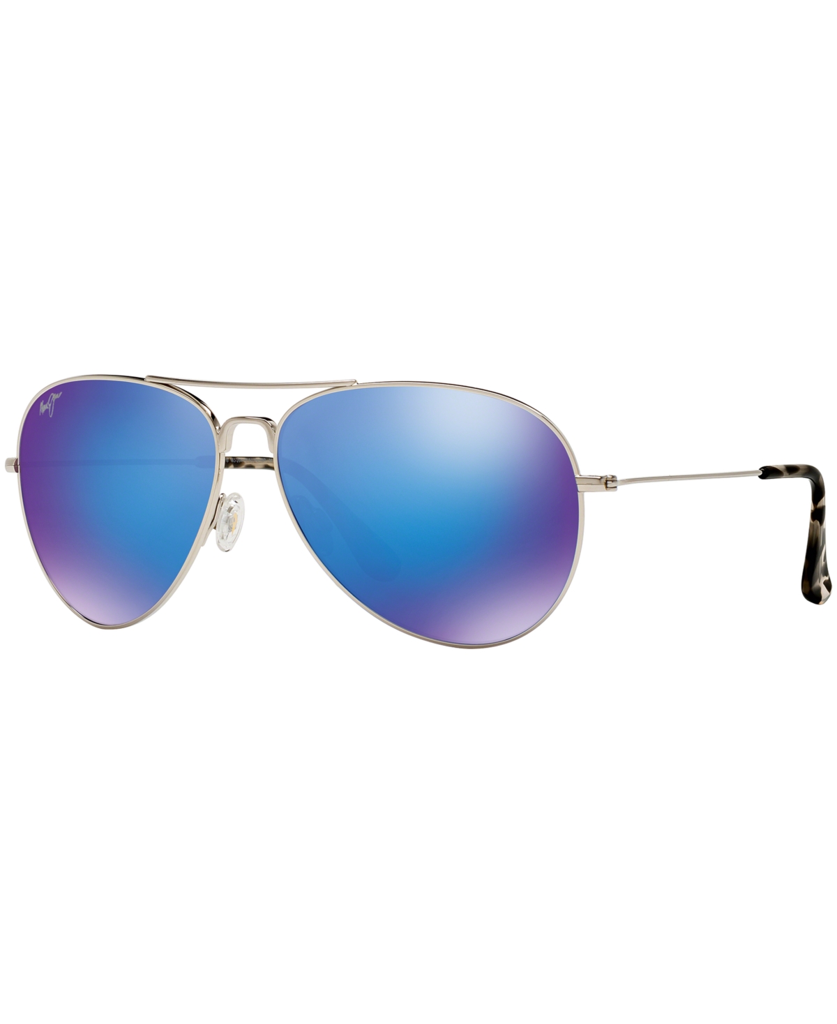 Maui Jim Polarized Mavericks Sunglasses, 264 In Silver Shiny,blue Mirror Polar