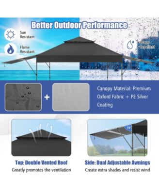 Outdoor Instant Pop-up Canopy Tent with Dual Half Awnings