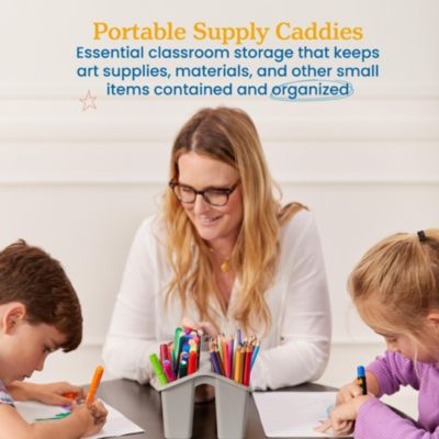 4-Compartment Small Caddy, Grey, 6-Pack