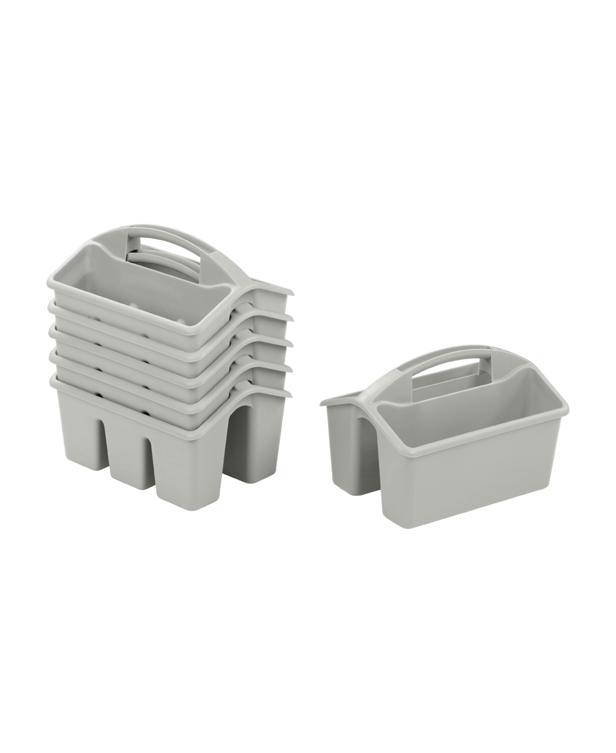 4-Compartment Small Caddy, Grey, 6-Pack - Grey