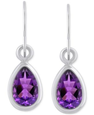 Macy's - Amethyst Pear Bezel Drop Earrings (3/4 ct. t.w) in 10k Gold (Also in Additional Gemstones)