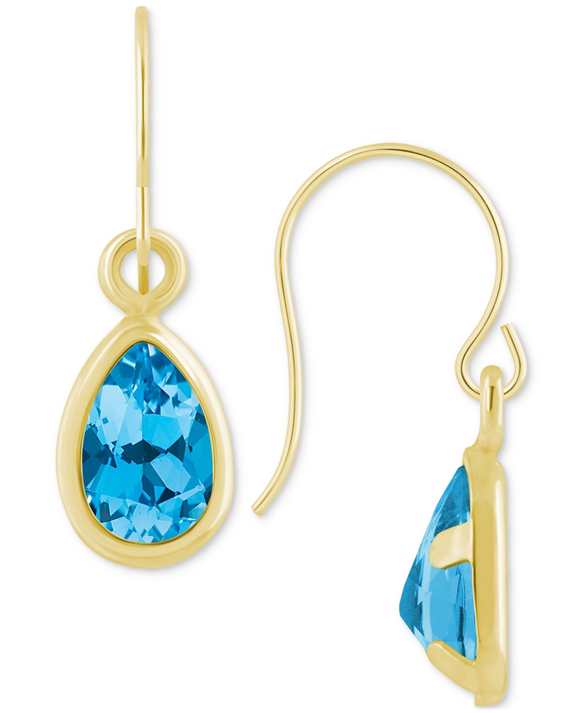 Macy's Amethyst Pear Bezel Drop Earrings (3/4 Ct. T.w) In 10k Gold (also In Additional Gemstones)