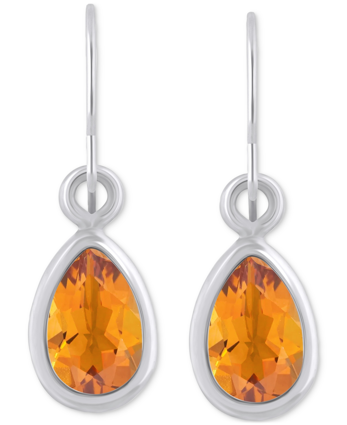 Macy's Amethyst Pear Bezel Drop Earrings (3/4 Ct. T.w) In 10k Gold (also In Additional Gemstones) In Multi