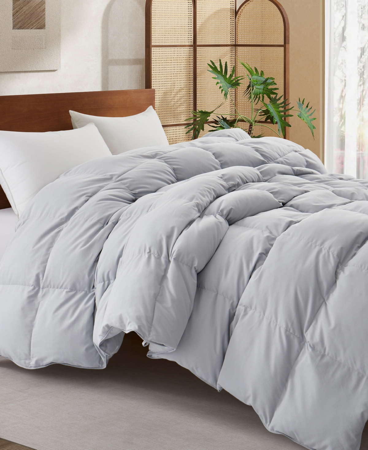 Unikome Medium Weight White Goose Down Feather Comforter, Full/Queen